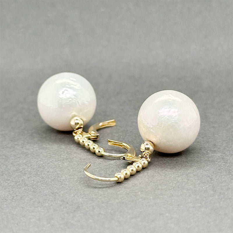 Estate 14K Y Gold South Sea Pearl Dangle Earrings