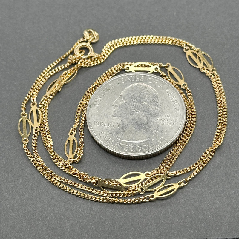 Estate 18K Y Gold 23.25” Station Necklace