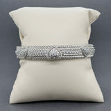 Estate Judith Ripka SS CZ Triple Heart Cuff Bracelet