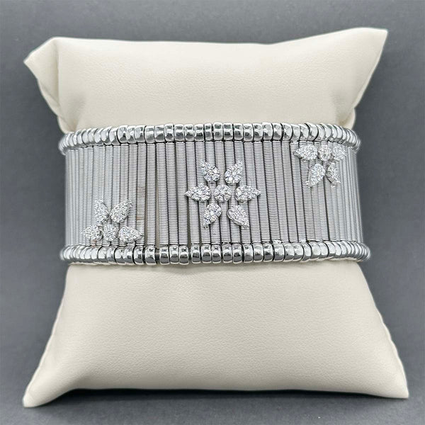 Estate 18K W Gold & Steel 0.42ctw Diamond Bracelet