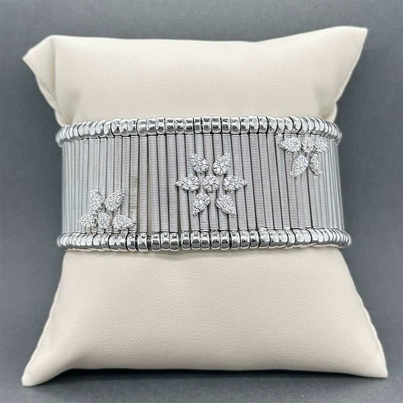 Estate 18K W Gold & Steel 0.42ctw Diamond Bracelet