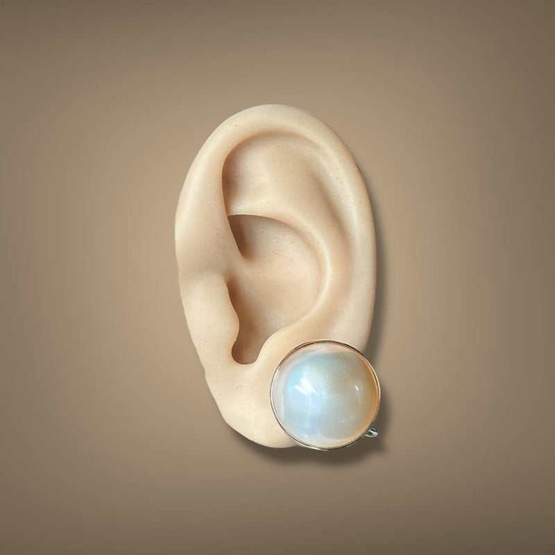 Estate 14K Y Gold Mabe Pearl Non-Pierced Earrings