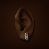 Estate 14K TT Gold 0.17ctw Diamond J Hoop Earrings