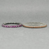 Anillo de eternidad con zafiro rosa de 1,0 quilates chapado en RDM negro en oro de 14 quilates Estate