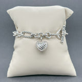 Estate David Yurman SS Diamond Heart Charm Bracelet
