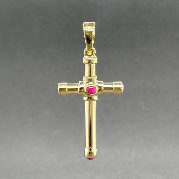 Estate 14K Y Gold 0.60ctw Ruby Cross Pendant