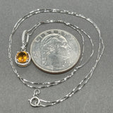 Estate 14K W Gold 0.70ct Citrine & 0.06ctw Diamond Pendant