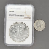 Estate 0.999 Fine Silver 1987 American Silver Eagle NGC MS 69 b