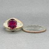 Estate Anillo de oro Y de 18 quilates con rubí de 3,73 quilates y diamantes de 3,00 quilates GIA #5201725372