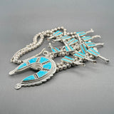 Estate Griffin Tsabetsaye SS Turquoise Squash Blossom Necklace