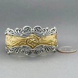 Estate SS Brass Filigree Cuff Bracelet