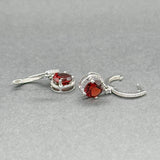 Estate 14K W Gold 2.10ctw Garnet & 0.08ctw Diamond Drop Earrings