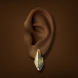 Estate 14K Y Gold Scalloped Oval Hoop Earrings