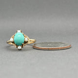 Estate 10K Y Gold Pearl & 1.80ct Turquoise Ring