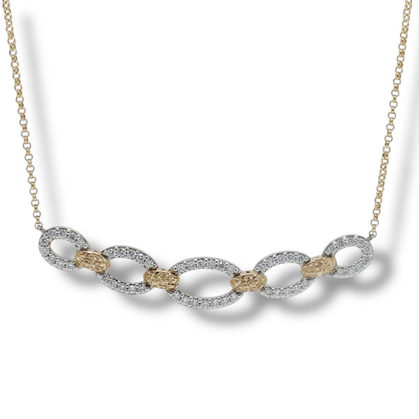 14K Y Gold 18" 0.33ctw G/SI1 Open Oval Diamond Necklace