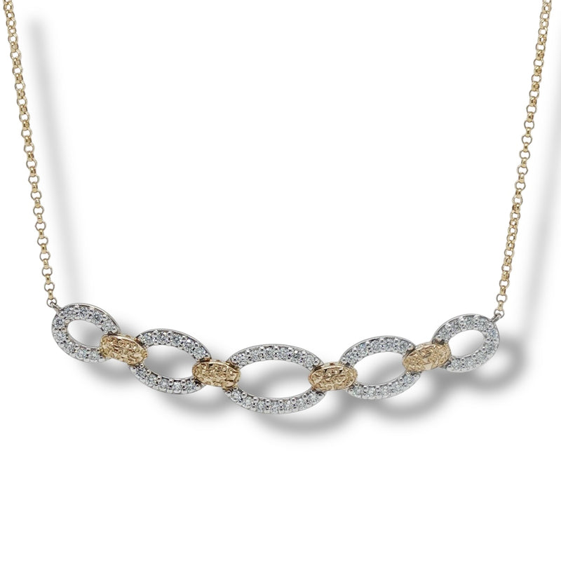 14K Y Gold 18" 0.33ctw G/SI1 Open Oval Diamond Necklace