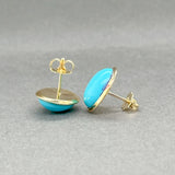Estate 18K Y Gold Turquoise Stud Earrings