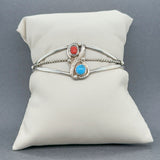 Estate SS Turquoise & Coral Cuff Bracelet