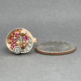 Estate Bague « Art Modern » en or 14 carats R, rubis 0,24 carat et diamant 0,17 carat au total
