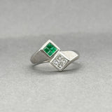 Estate 14K W Gold 0.16ctw Emerald & 0.22ctw Diamond Ring