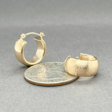 Estate 14K Y Gold Brushed 15.2mm Huggie Earrings