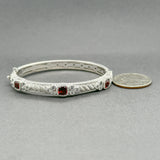 Estate Judith Ripka SS Red CZ Bangle Bracelet
