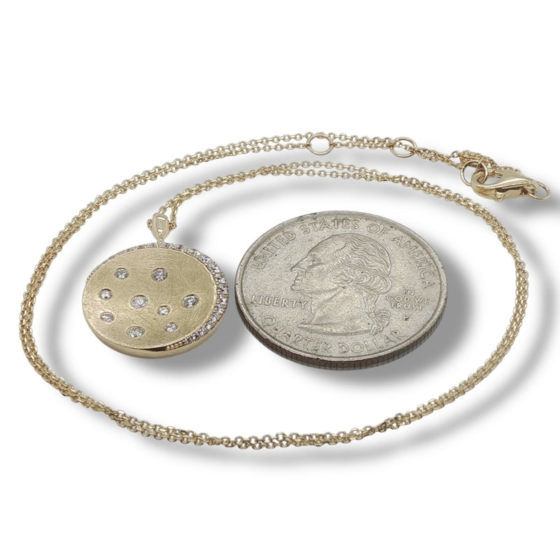 14K Y Gold 0.34ctw F/SI1 Round Bezel and Prong Set Diamond Pendant