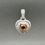 Estate Judith Ripka SS Citrine & CZ Heart Enhancer Pendant