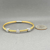 Estate Charriol 18K W Gold Steel 0.12ctw Diamond Bangle Bracelet