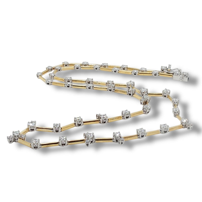 14K Y Gold 16" 1.72ctw F/SI1 Bar Diamond Necklace