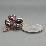 Estate Retro 14K R Gold 8.71 Garnet Clover Brooch