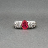 Estate 18K Y Gold 1.61ct Lab-Created Ruby & 0.23ctw Diamond Ring