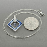 Estate 14K W Gold 3.45ctw Sapphire & 0.10ctw Diamond Pendant