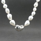 Estate Platinum 0.60ctw Diamond & Freshwater Pearl Bean Necklace