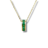 14K Y Gold 0.26ctw Emerald Rondell Pendant