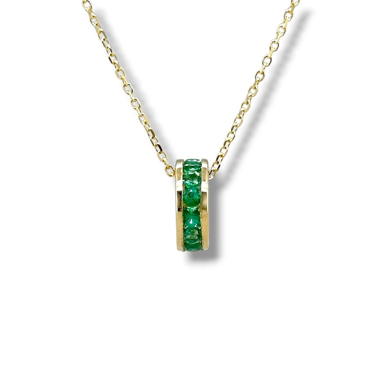 14K Y Gold 0.26ctw Emerald Rondell Pendant