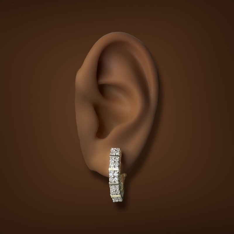 Estate 14K Y Gold 0.88ctw I/I1-2 Diamond Hoop Earrings