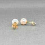 Estate 14K Y Gold 6.9mm Akoya Pearl Stud Earrings
