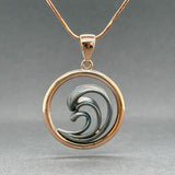 Estate 14K R Gold SS Wave Pendant