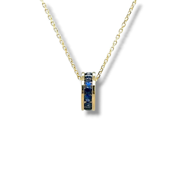 14K Y Gold 0.52ctw Sapphire Rondell Pendant
