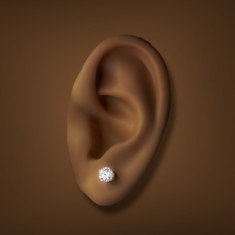 14K W Gold 1.00ctw F/VS1 Lab-Created Diamond Basket Set Earrings