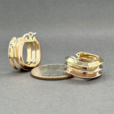 Estate 14K Tricolor Gold Square Hoop Earrings