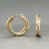 Estate 14K TT Gold 28.9mm Crossover Hoop Earrings