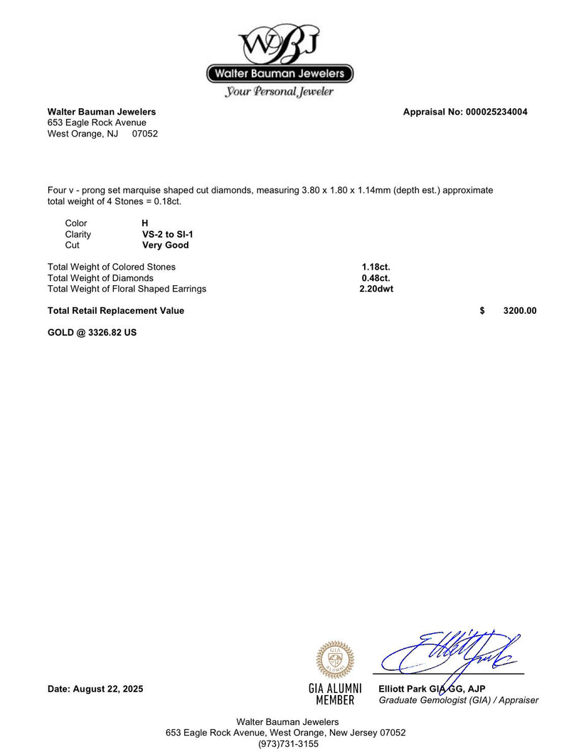 Estate 18K Y Gold 1.18ctw Ruby & 0.48ctw Diamond Stud Earrings