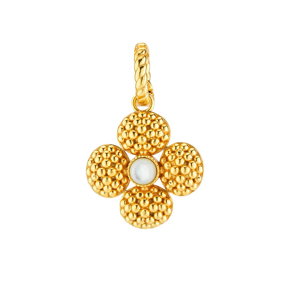 Brass YGP MOP Berry Clover Double Sided Pendant