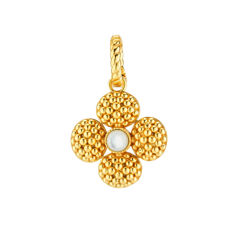 Brass YGP MOP Berry Clover Double Sided Pendant