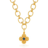 Brass YGP Labradorite Berry Clover Double Sided Pendant