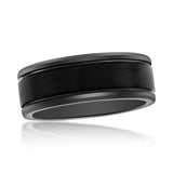 8mm Brushed & Polished Black Tungsten Ring - Walter Bauman Jewelers