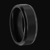 8mm Brushed & Polished Black Tungsten Ring - Walter Bauman Jewelers