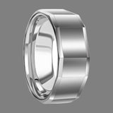 8mm High Polished Faceted Tungsten Ring - Walter Bauman Jewelers